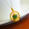 Hänge halsband naturlig grön jade baby buddha s925 sterling silver hetian jades nephrite gyllene halsband kvinnor fin smycken gåva