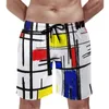 Pantaloncini da uomo Board Colorblock Stampa Simpatico costume da bagno Strisce verdi Pantaloni corti da spiaggia oversize sportivi ad asciugatura rapida da uomo