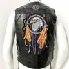 Men's Vests Motorcycle Leather Vest Casual Skulls Embroidery Collarless Jacket Four Seasons Locomotive Punk Waistcoat Street Veste For Men