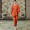 Ethnische Kleidung Naher Osten Muslimische Frauen Set Luxus Diamant Unregelmäßigkeit Langarm Top Slim Split Hosen für Party Saudi-arabische Kleidung
