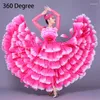 Стадия ношения женщин лепесток испанское платье фламенко танцевальное костюм, бычья пьеса, цыганка Flamengo, 360/540 градусов S-3XL