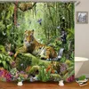 Cortinas de chuveiro 3D Lobo Veado Tigre Urso Animal Impresso Tecido Cortinas de chuveiro Cortina de banheiro Tela de banho à prova d'água Decoração de casa com R230829