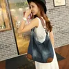 Tassen 2023 Grote dames denim handtas Grote schoudertas Blue Jeans handtas Jean Denim Tote Crossbody dames schoudertas