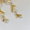 Pendientes de joyería de diseñador de marca clásica para mujer, joyería de regalo, pendiente de oro de cristal de perlas, pendientes de moda para mujer, adornos de letras