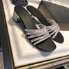 Pantoufles Talons Compensés Cristal Diamants Femmes Designer Luxe Dames Sandales En Noir Mode Robe D'été Chaussures Chaussure