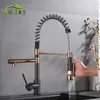 Kökskranar Spring Sink Faucet Rose Gold Color Matching Cold Bath Mixer Tap Modern Free Rotation Pull Down Spout 230829