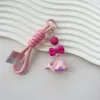 Acrylic colorful cute little whale dolphin plated uv pendant weave cloth rope key chain bag hanging rope