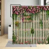 Rideaux de douche Style chinois rideau de douche planche de bois bâtiment de jardin plante verte motif bambou salle de bain décor rideau ensemble R230829