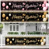 Black Gold Happy Birthday Banner Party Decoration Baby Shower Background Decor Bunting Garland Banners Hanging Flags HKD230829