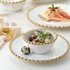 Plats Assiettes Dîner et bols en céramique de perles d'or nordiques vaisselle de ménage de luxe légère assiette en forme de coeur petit déjeuner Dessert 230828