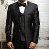 Trajes para hombres Blazers 3 piezas Esmoquin de boda italiano con chaleco cruzado Negro Hombres formales Elegante Blazer de moda masculina Pantalones 2023 230828