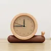 Table Clocks Beech Desk Clock Lovely Mute Home Bedroom Bedside Kitten Modelling Solid Wood Alarm