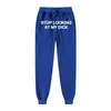 Men s Pants Sweat pants men women runners stop looking at my dick sweatpants hip hop print high waist streetwear hippie 230828