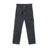 Feito extremo grande bolso emenda carga jeans saco de órgão lavado vintage jeans retos y2k jeans masculino unisex hkd230829
