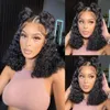 Glueless Preplucked Human Wigs Ready To Go Water Wave Bob Wig Pre Cut Curly Wigs 4x4 Closure Human Hair Wig for Women Remy