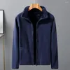 Men's Jackets Windproof Polar Fleece Coat Cozy Winter Jacket With Stand Collar Long Sleeves Pockets Stylish Warm For Autumn