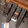 Assista Bandas Azul Fosco Vintage Couro Watch Strap para BMen's Watchband 22mm 24mm 26mm Dark Brown Khaki 230828