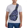 Rugzak Blauwe Bandana Paisley Patroon Crossbody Sling Heren Boheemse Bloemenstijl Borst Schoudertas Voor Reizen Wandelen Dagrugzak