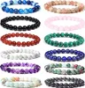 WAINIS 12PCS 8mm Semi-precious Beaded Bracelets for Men Women Healing Stretch Round Bead Crystal Gemstones Bracelets Unisex