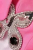 Robe de deux pièces 2023 Automne Sexy Noir Rose Manches longues Papillon Diamant Top Mode Jupe courte Ensemble Celebrity Party Femme