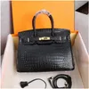 Designer leather 9A Evening Bag Tote Bag Serial Number Handmade Women's Handbag Fashion Luxury Women's Crocodile print lychee print Handbag Black tote bag