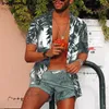 Camicie eleganti da uomo Estate hawaiana rossa tropicale floreale da uomo Top camicia casual manica corta in cotone con bottoni chemise allentata vacanza spiaggia 230828