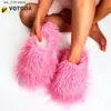 Slippers Luxury Mongolia Fur Slides Women Fluffy Fuzzy Slippers Plush Flip Flops Soft Home Warm Winter Slippers Amazing Furry Shoes Woman T230828