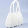 Sacs de soirée 2023 main perlée transparente tricotée vague irrégulière sac à main mode rétro perle sac pour femme tendance décontractée polyvalente