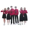 Ensembles de vêtements printemps et automne chemise rouge grande jupe classe uniforme costume collège style junior lycée étudiant scène de mouvement