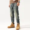 I jeans da uomo arrivano da uomo inverno vintage classico lavato in cotone invecchiato allenamento casual pantaloni maschili vestibilità regolare