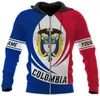 Herrtröjor Anpassa namn colombiansk flaggmärke 3D hoodie kvinnors casual sweatshirt vår blixtlås mode harajuku