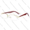 新しいカジアハーフフレームウッドレッグサングラスメンズログスモールフレーム女性の光学メガネ1G05