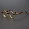 Sonnenbrillenrahmen 2023 Mode Vintage gespleißter Acetatrahmen Myopie optische Lesebrille klassische runde Handarbeit Frauen Mann hoch