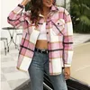 Camicette da donna Camicie Giacca da donna Inverno e autunno Manica lunga Risvolto Camicia allentata casual con taschino spazzolato Plaid T-shirt monopetto allentata retrò 230829