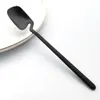 Conjuntos de louça 24 pcs preto talheres conjunto colher garfo faca talheres cozinha decoração sorvete sobremesas sopa café uso 230828