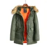 Men's Down N-3B Winter ALASKA Coat Men Fur Hood Slim Fit Thick Parka Padded Military Jacket For Cold Weather