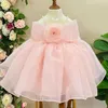 Girl Dresses Fluffy Organza Cute Handmade Kids Birthday Dress 1-14 Yrs Tulle Tutu Gowns Wedding Party Christmas Gift