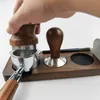 Mugs 515358mm Wooden Coffee Tamper Holder Handle Cloth Powder Base Espresso Accessories Storage Bar Barista Utensils 230829