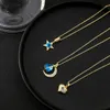 Little Demon Moon Necklace Rostfritt stål Full Diamond Five Point Star Collar Chain Liten Hand Necklace