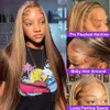 Perruque Lace Frontal Wig naturelle sans colle, cheveux lisses à reflets, 34 pouces, couleur blond miel, 13x6, 250%, 100% cheveux humains, pour femmes