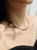 Pendentif Colliers Laiton Véritable Leater Tube Collier Ras Du Cou Femmes Bijoux Punk Designer Piste Rare Robe Boho Japon Coréen