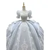 Plus Size Ball Brautkleider Prinzessin Pearls Brautkleid Kappe Hülle Perlen angewandte Lace Beach Custom MADE MADE MADE MADE MADE MAD