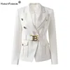 Kadınlar Suits Blazers Fabrikası Lüks Kaliteli Klasik Stil Ofis Beyaz Siyah Kadınları Blet 230828 ile Özelleştir