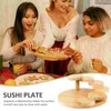 Set di stoviglie Supporto rotondo in legno giapponese Gradini rotanti creativi Scale Piatto Piatto da sushi Sashimi che serve per