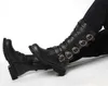 Stivali stivali da moto in pelle da uomo militari cintura gotica scarpe punk outdoor tattiche 230829