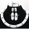 Halskette Ohrringe Set weiß/schwarz Modeschmuck nigerianische Hochzeit afrikanische Perlen Kristall Braut Großhandel ALJ325