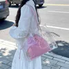 숄더백 여성의 핸드 디자이너 가방 지갑 지갑 투명한 대용량 PVC 어깨 디자이너 여름 해변 젤리 Caitlin_fashion_bags