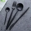 Dinnerware Sets Spain Set Black Stainless Steel Flatware Steak Knife Fork Spoon Teaspoon Cutlery Tableware
