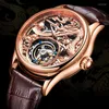 Нарученные часы Aesop Skeleton Watches Authentic Tourbillon Mechanical Watch для мужчин Водонепроницаемые восточные зодиаки