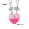 Collane con ciondolo Luoluobaby 2 pz/set Cuore Spezzato Blocco di Colore Gocciolamento di Olio per Bambini Collana BFF Per Ragazze Amicizia Gioielli Regalo